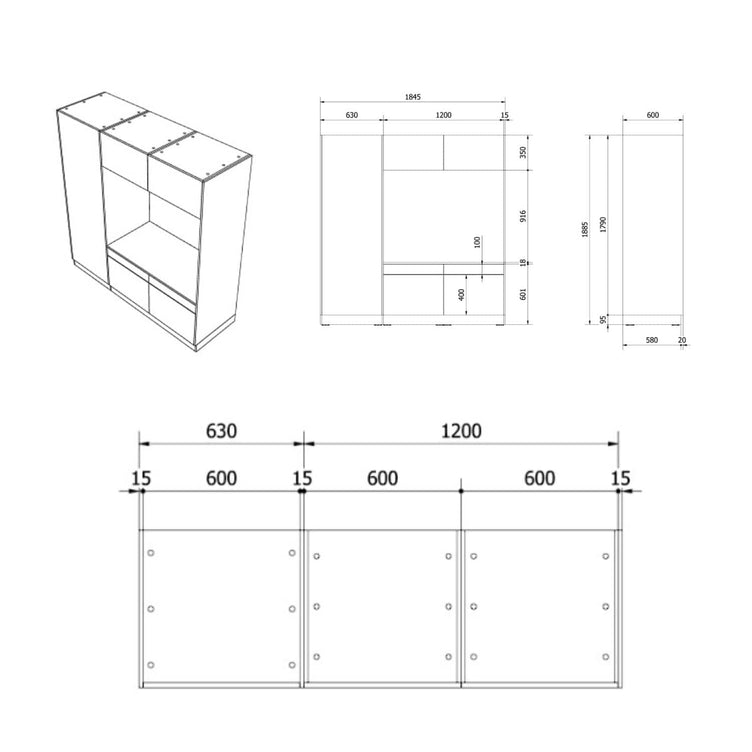 Vikingbad Fay Høyskap med Dobbel Vaskemaskinmodul