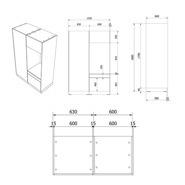 VikingBad Fay Høyskap med Enkel Vaskemaskinmodul