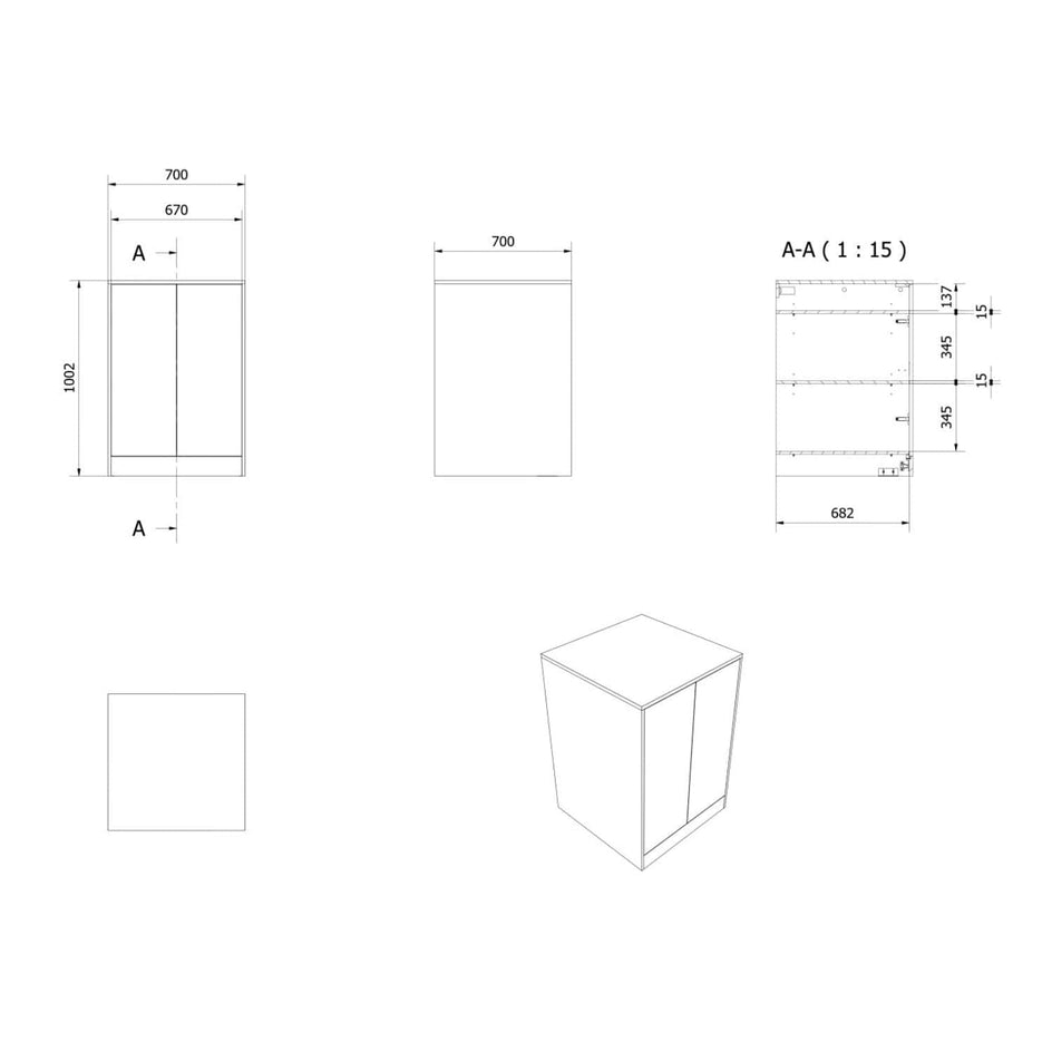VikingBad Fay Lavt Saloon Innbyggingsskap med Hyller VikingBad