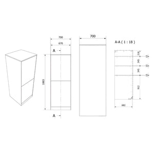 VikingBad Fay Saloon Høy Innbyggingsskap med Hyller