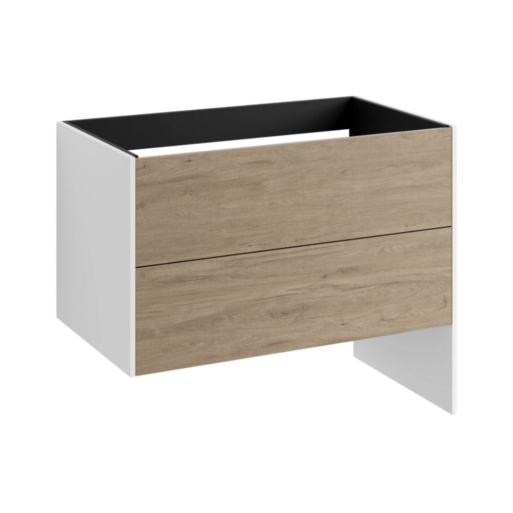 VikingBad Fay Servantskap med Lang Sideplate Hvit matt/eik / 100cm VikingBad Servantskap VB-119359