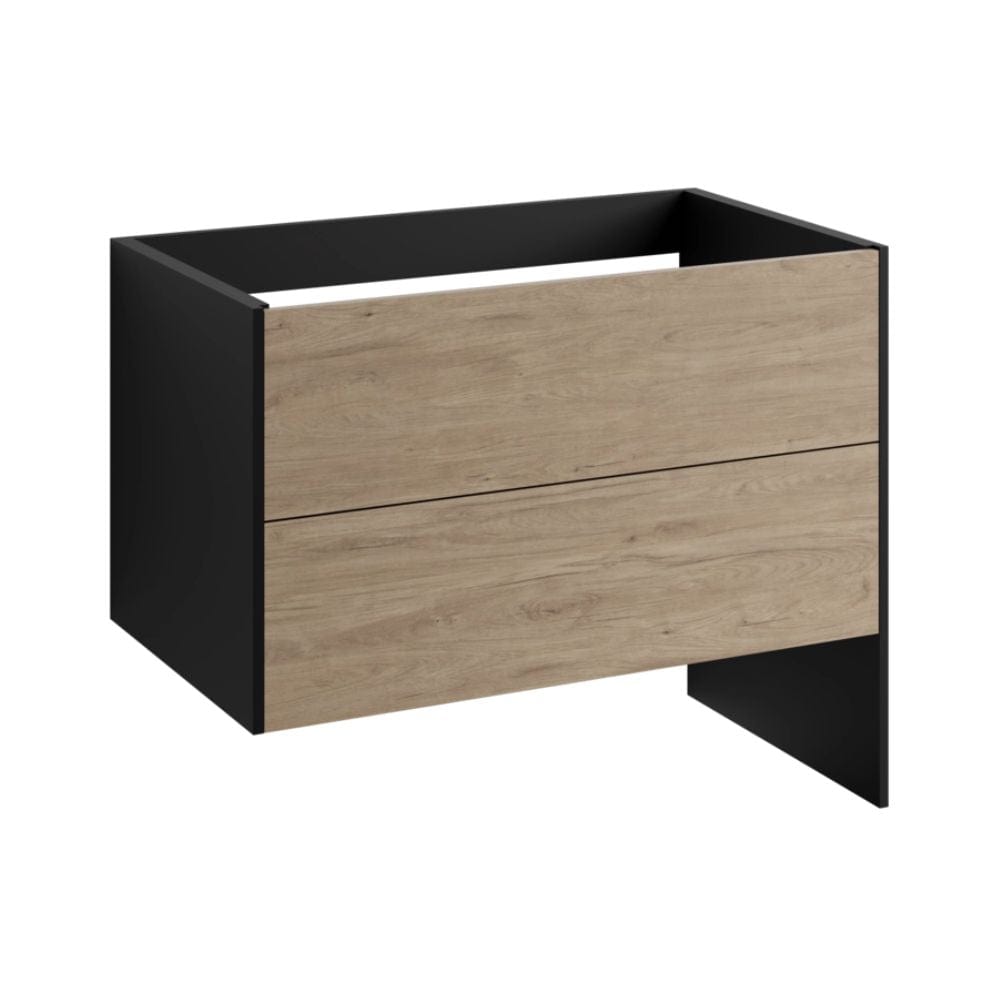 VikingBad Fay Servantskap med Lang Sideplate Svart matt/eik / 100cm VikingBad Servantskap VB-119360