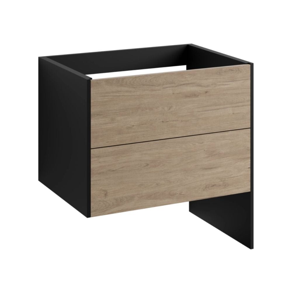 VikingBad Fay Servantskap med Lang Sideplate Svart matt/eik / 80cm VikingBad Servantskap VB-119355