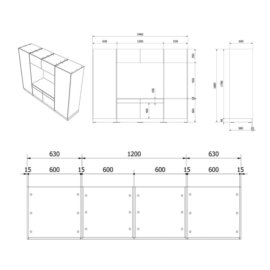 VikingBad Fay X2 Høyskap og Dobbel Vaskemaskinmodul VikingBad Høyskap vaskerom
