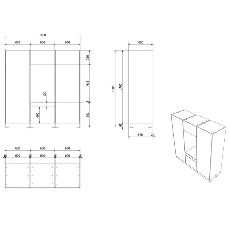 VikingBad Fay X2 Høyskap og Enkel Vaskemaskinmodul VikingBad Høyskap vaskerom
