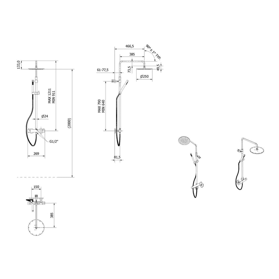 VikingBad Frøya Rainshower Rund - Krom Krom VikingBad Takdusj VB-115070