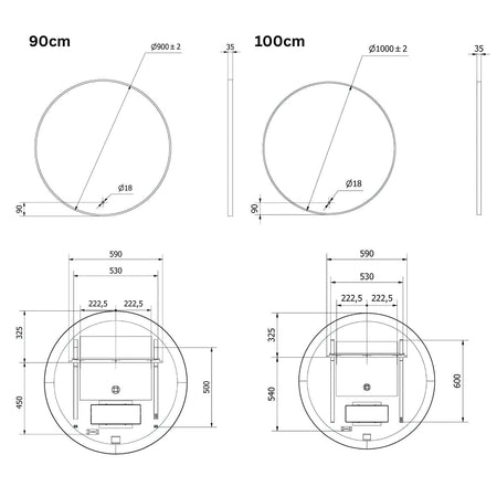 VikingBad Iris Speil med LED lys