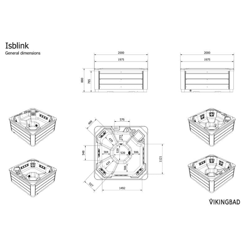 VikingBad ISBLINK Utendørs massasjebad VikingBad Utendørs boblebad VB-116473