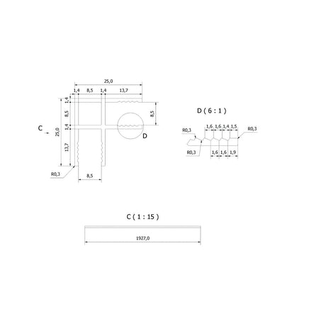 Vikingbad LIAM Hjørneprofil 90° for 6mm glass H192,7cm