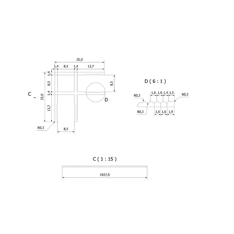 Vikingbad LIAM Hjørneprofil 90° for 6mm glass H192,7cm