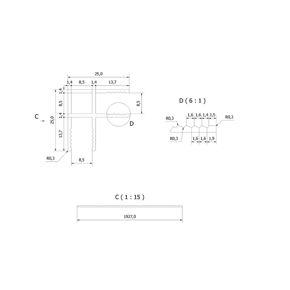 VikingBad LIAM Hjørneprofil 90° for 6mm glass H192,7cm VikingBad Dusjtilbehør