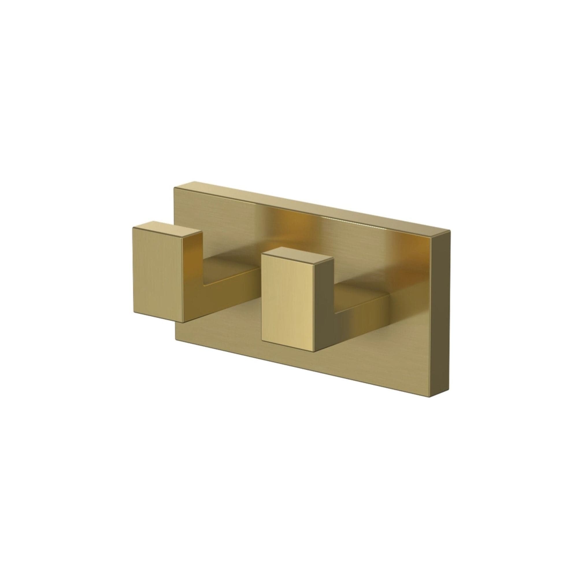 VikingBad Luna Rett Håndkleknagg med 2 kroker Børstet messing VikingBad Knagger VB-017932-07