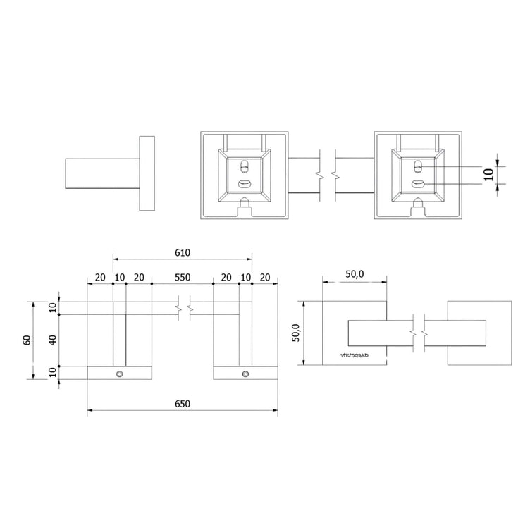VikingBad Luna Rett Håndklestang L650mm