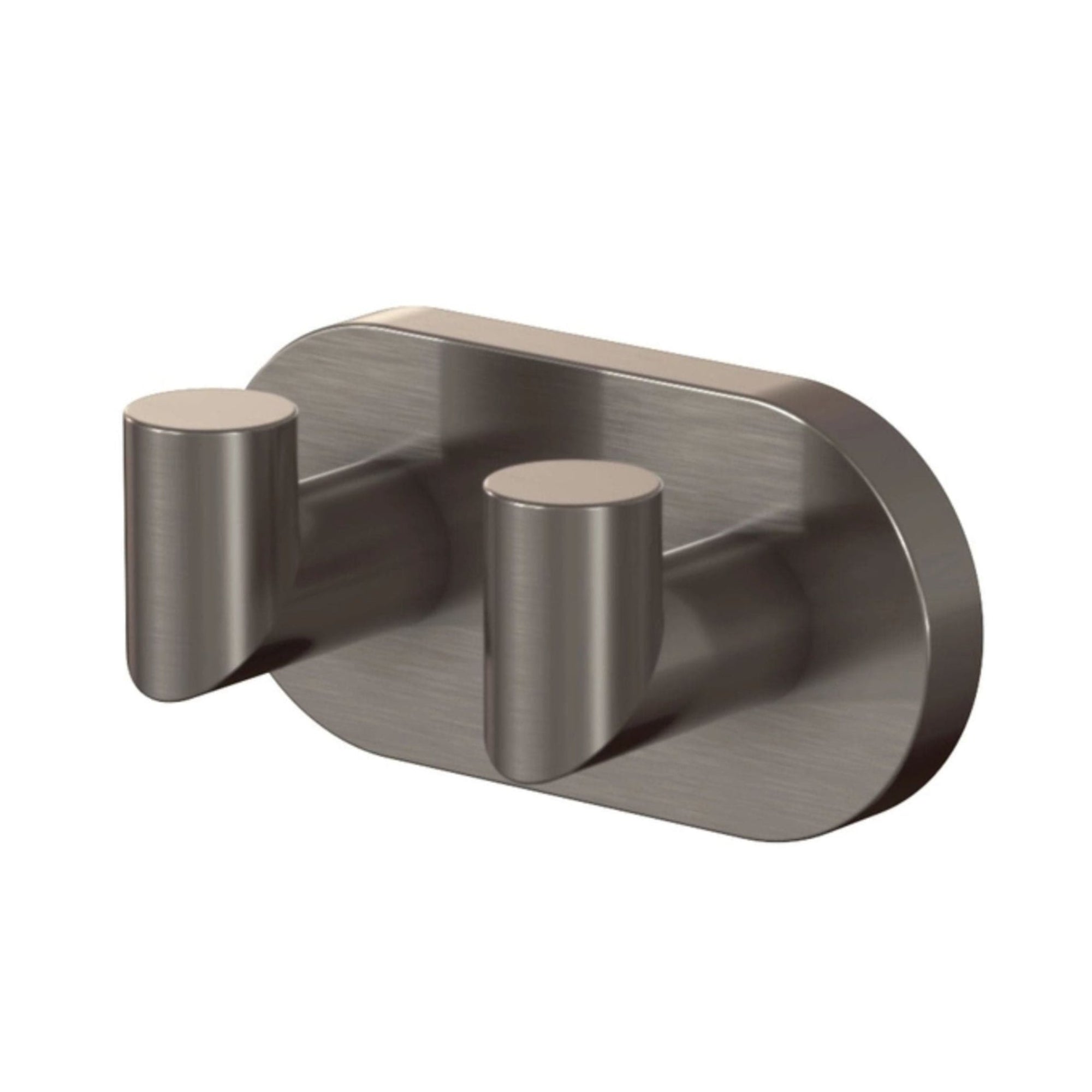 VikingBad Luna Rund Håndkleknagg med 2 kroker Børstet grå VikingBad Knagger VB-017933-06