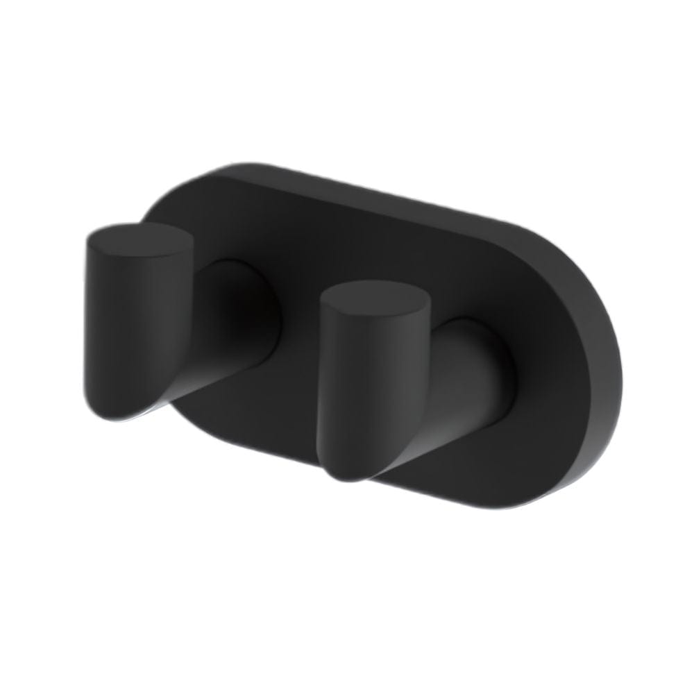 VikingBad Luna Rund Håndkleknagg med 2 kroker Svart matt VikingBad Knagger VB-017933-02