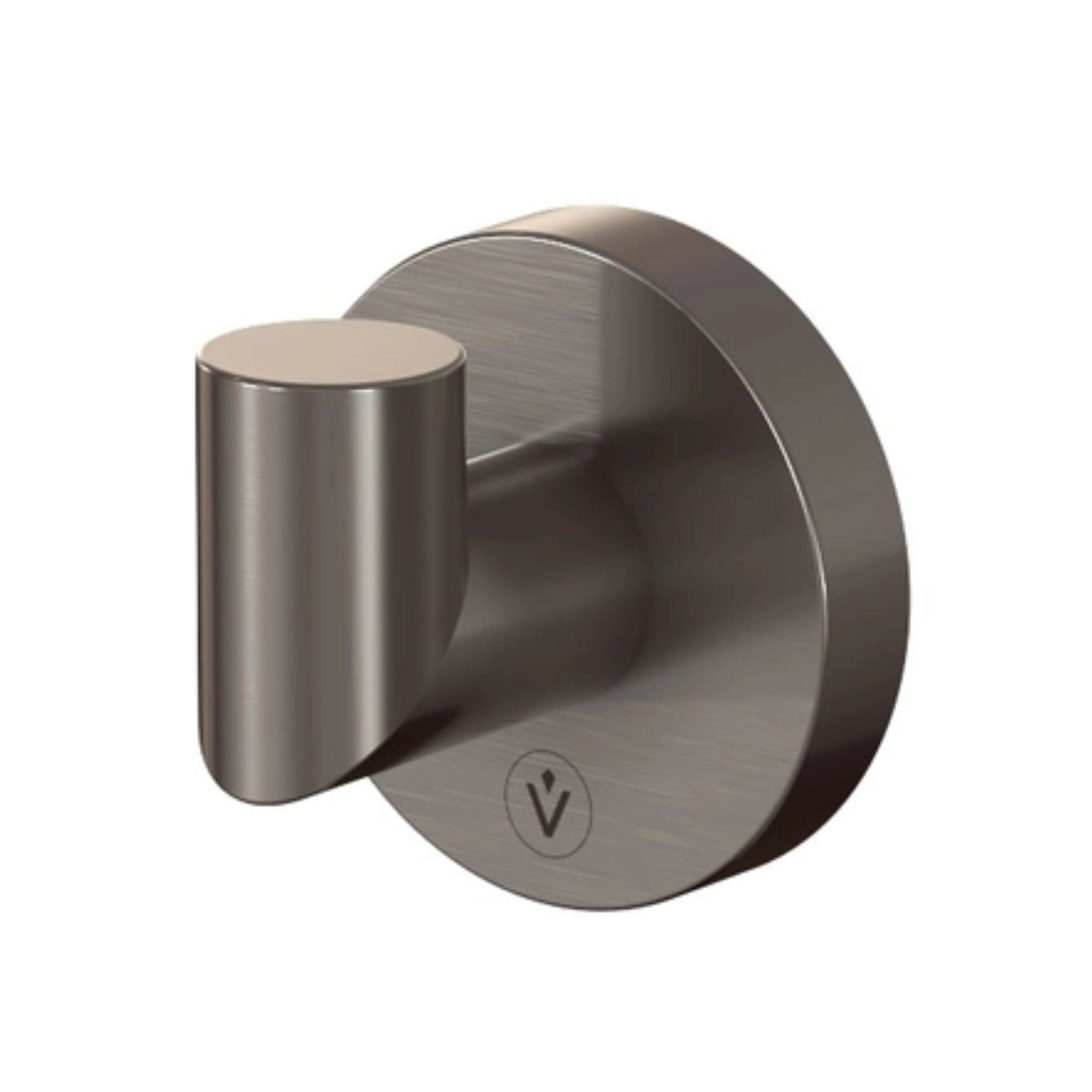 VikingBad Luna Rund Håndkleknagg stilren krok Børstet grå VikingBad Knagger VB-017928-06