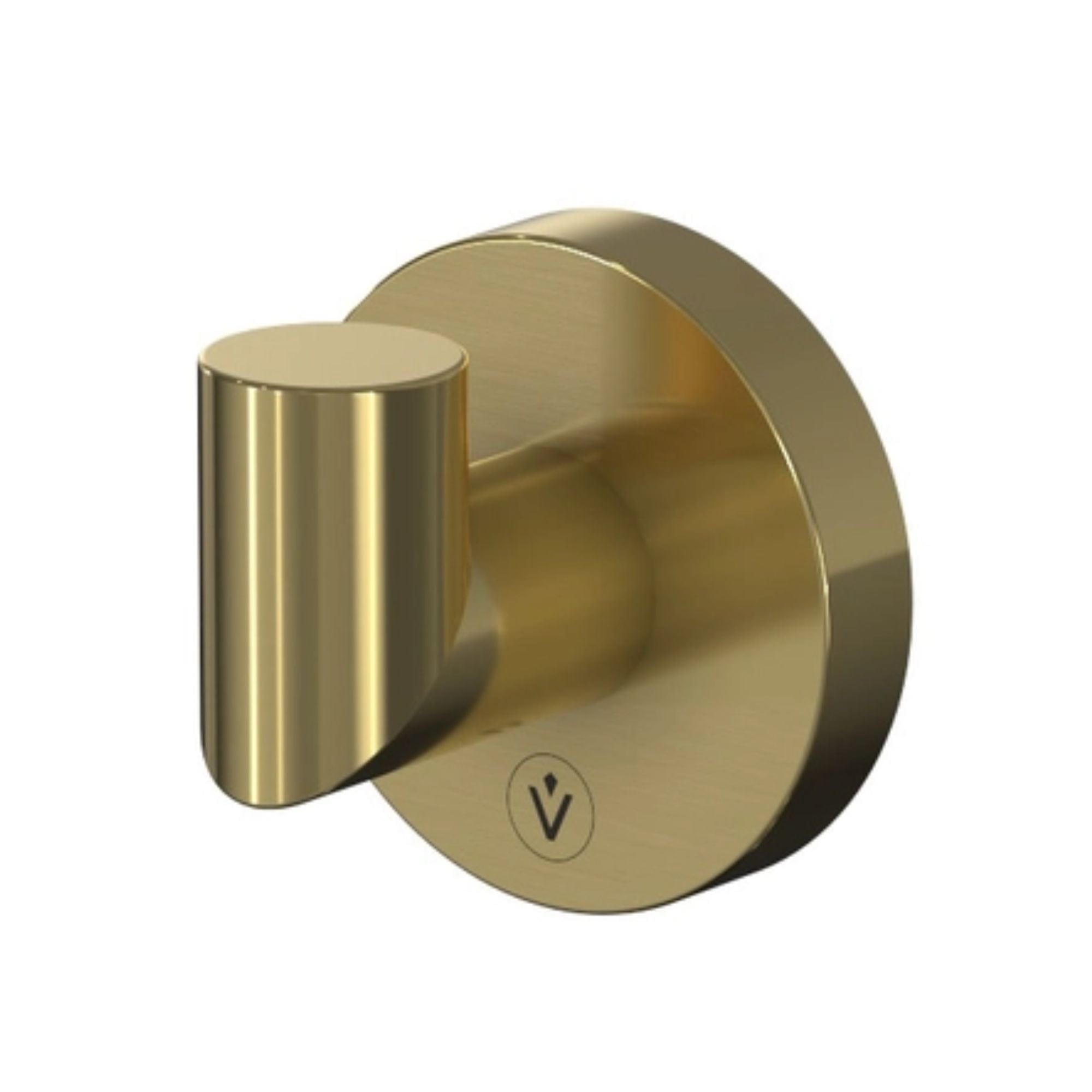 VikingBad Luna Rund Håndkleknagg stilren krok Børstet messing VikingBad Knagger VB-017928-07