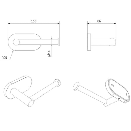 VikingBad Luna Rund Toalettrullholder Selvklebende