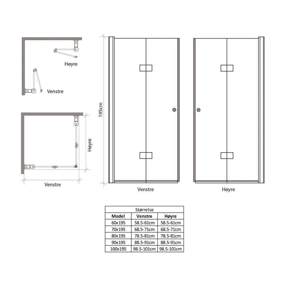 VikingBad MATS Dusjhjørne Leddet H195cm VikingBad Dusjhjørne