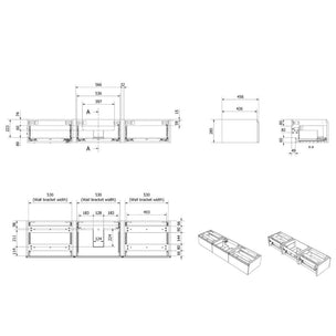 VikingBad MIE Demi Bølge Servantskap 180 (3x60)x46x29cm