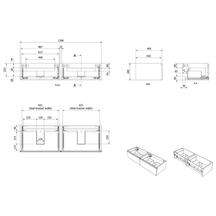 Vikingbad MIE Demi Bølge Servantskap til 2 servant