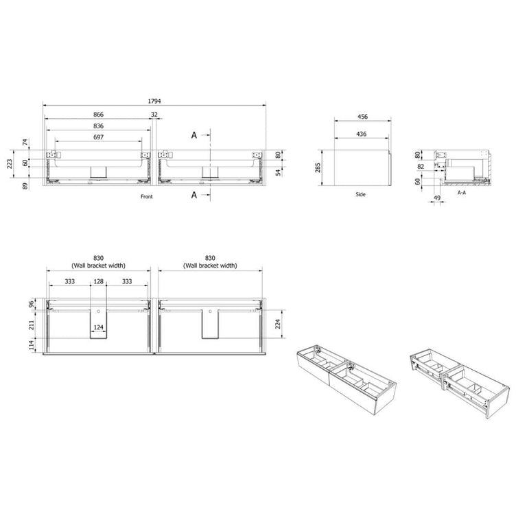 Vikingbad MIE Demi Bølge Servantskap til 2 servant