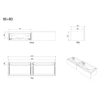 Vikingbad MIE DEMI Fingergrep Servantskap Mål: B(120-200)xH46xD29 cm