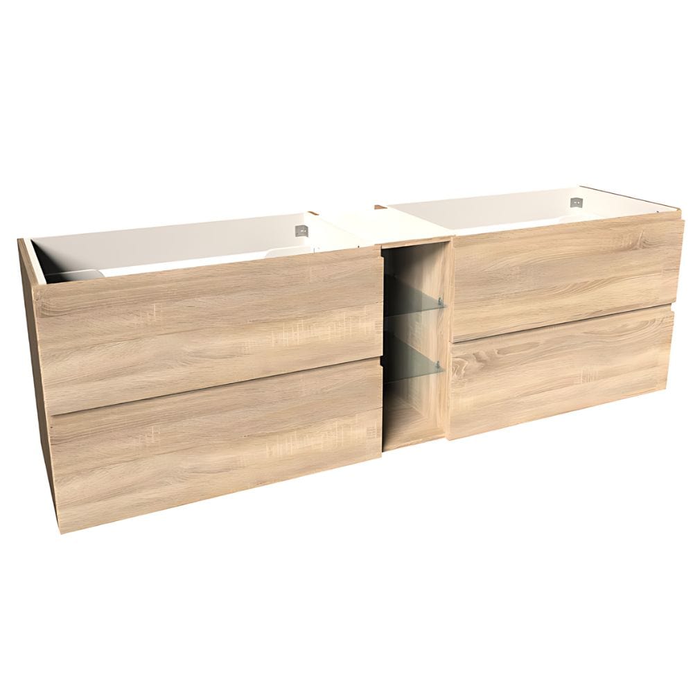 VikingBad MIE FINGERGREP DBL Servantskap åpen glasshylle Lys eik / 180cm dobbel VikingBad Servantskap VB-114591