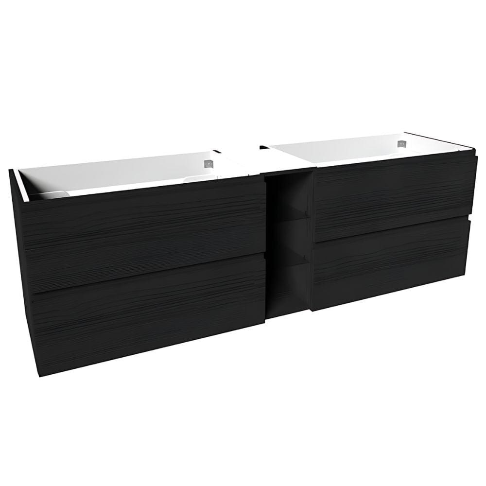 VikingBad MIE FINGERGREP DBL Servantskap åpen glasshylle Svart eik / 200cm dobbel VikingBad Servantskap VB-114621