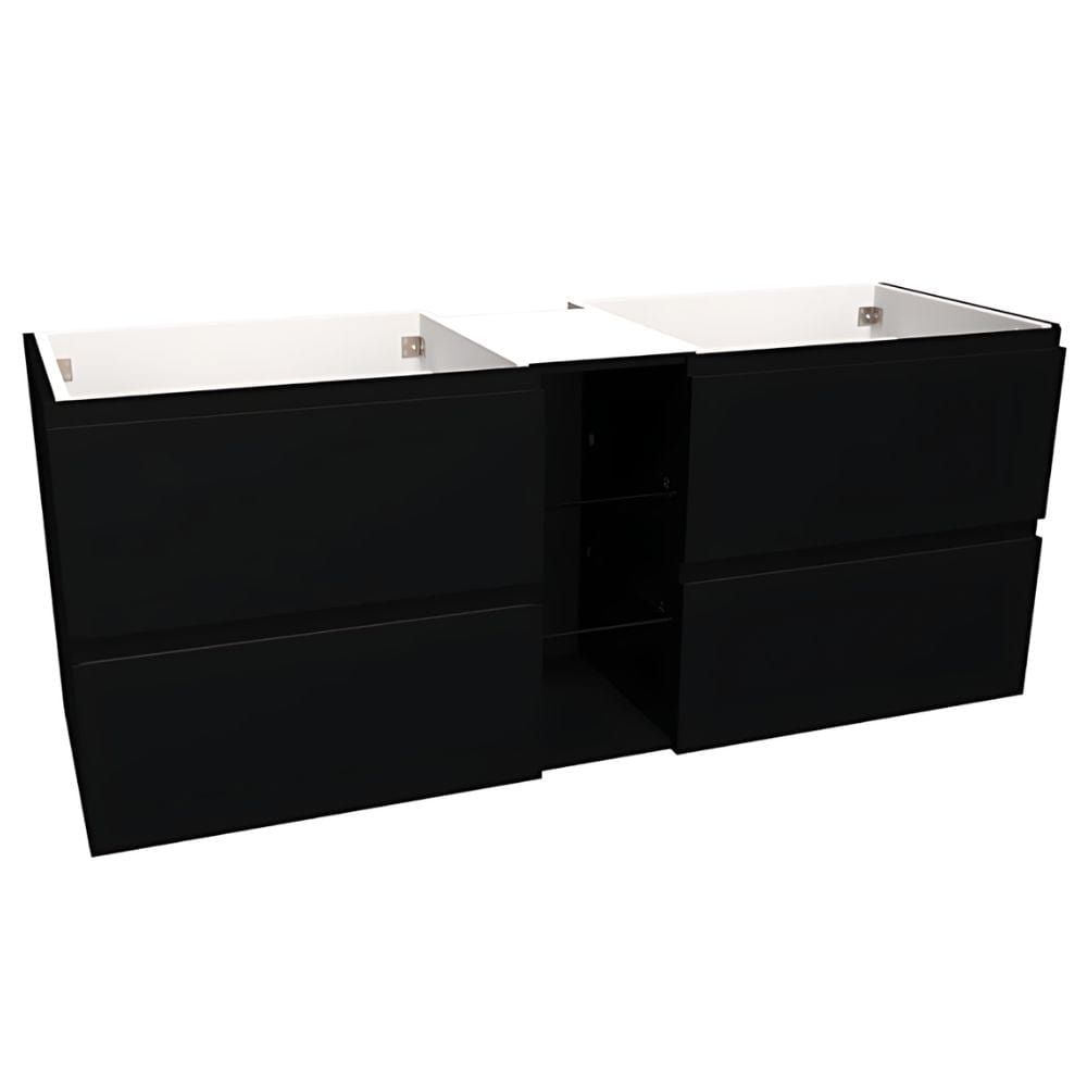 VikingBad MIE FINGERGREP DBL Servantskap åpen glasshylle Svart matt / 140cm dobbel VikingBad Servantskap VB-115654