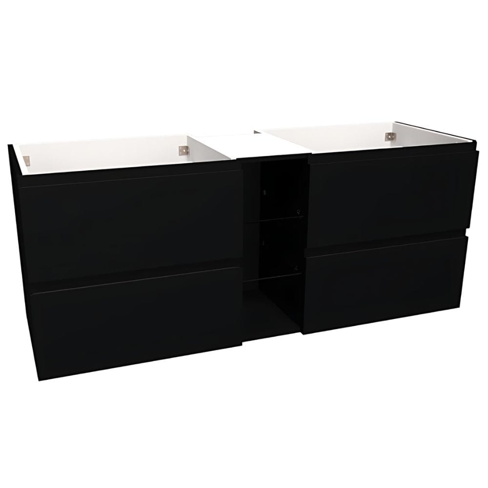 VikingBad MIE FINGERGREP DBL Servantskap åpen glasshylle Svart matt / 160cm dobbel VikingBad Servantskap VB-115656