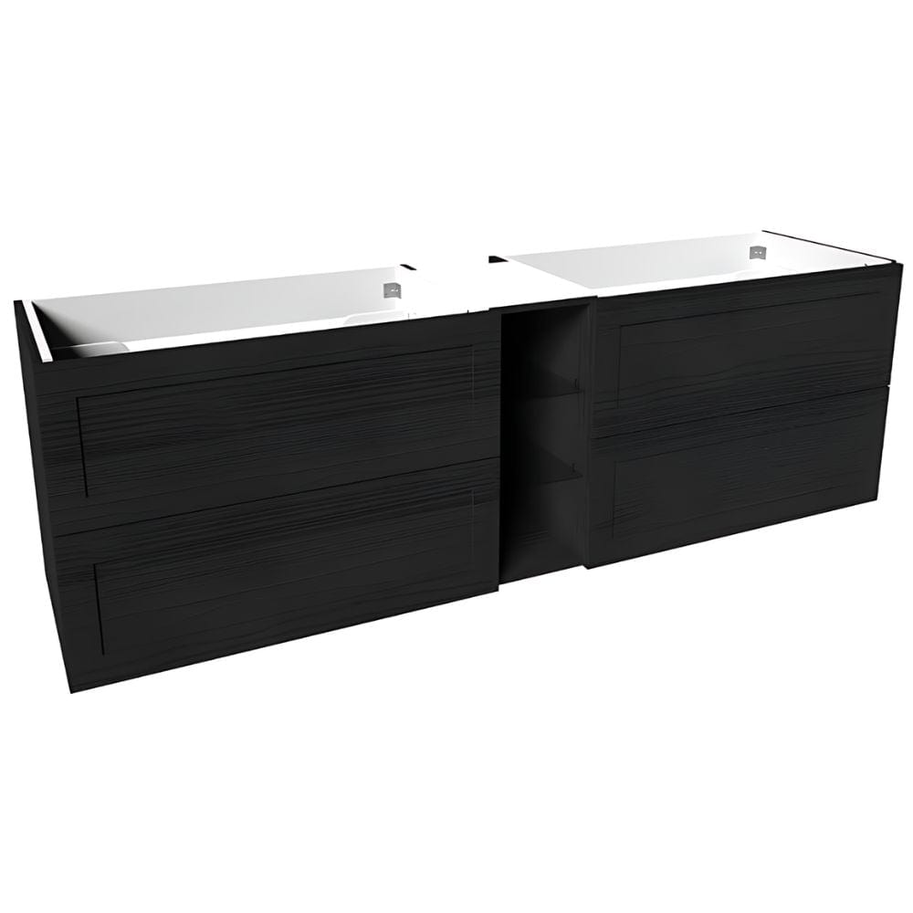 VikingBad MIE RAMME Servantskap åpen glasshylle Svart eik / 200cm dobbel VikingBad Servantskap VB-114542