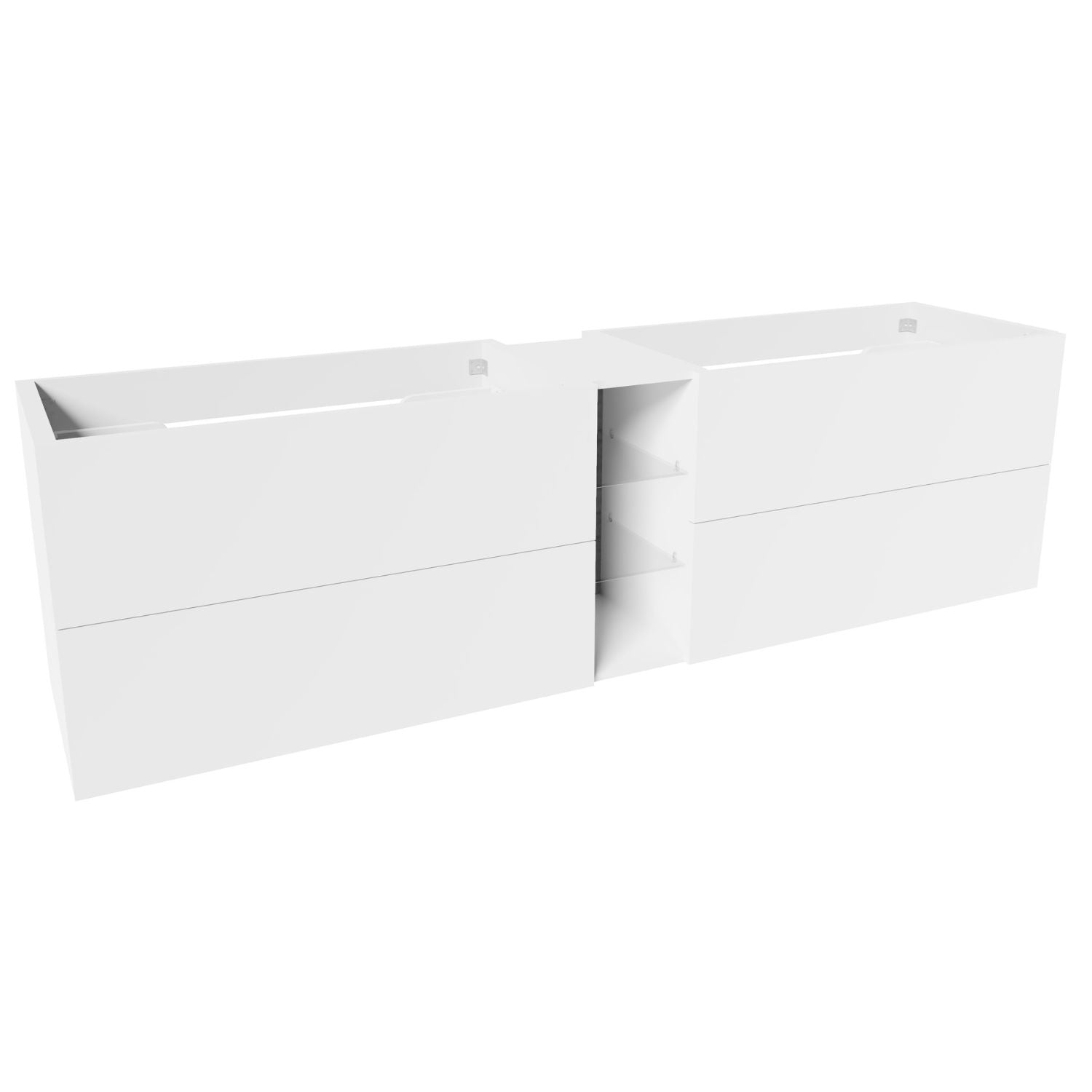 VikingBad MIE SLETT Servantskap åpen glasshylle Hvit høyglans / 200cm dobbel VikingBad Servantskap VB-114575