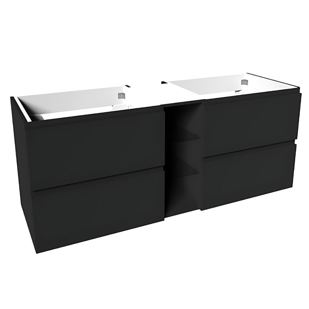 VikingBad MIE SLETT Servantskap åpen glasshylle Mørk grå / 140cm dobbel VikingBad Servantskap VB-114560