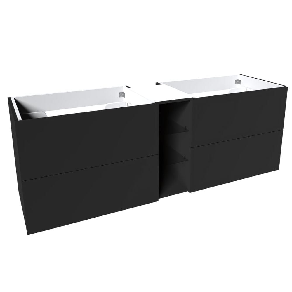 VikingBad MIE SLETT Servantskap åpen glasshylle Mørk grå / 160cm dobbel VikingBad Servantskap VB-114566