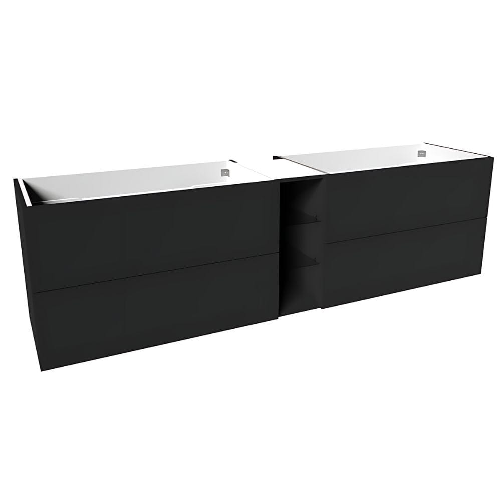 VikingBad MIE SLETT Servantskap åpen glasshylle Mørk grå / 200cm dobbel VikingBad Servantskap VB-114578