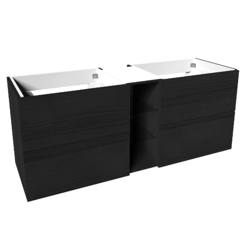 VikingBad MIE SLETT Servantskap åpen glasshylle Svart eik / 140cm dobbel VikingBad Servantskap VB-114562