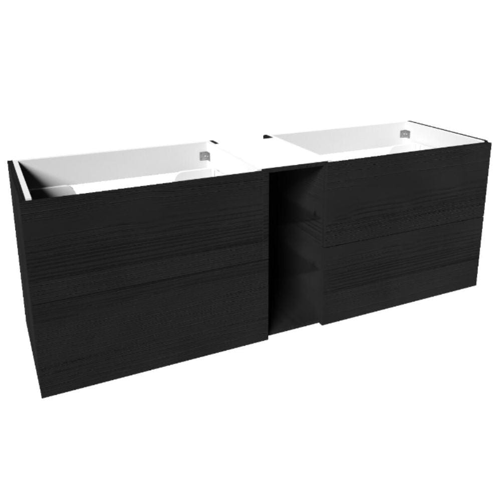 VikingBad MIE SLETT Servantskap åpen glasshylle Svart eik / 160cm dobbel VikingBad Servantskap VB-114568