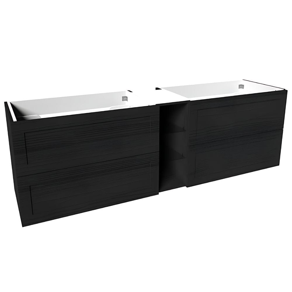 VikingBad MIE SLETT Servantskap åpen glasshylle Svart eik / 180cm dobbel VikingBad Servantskap VB-114574