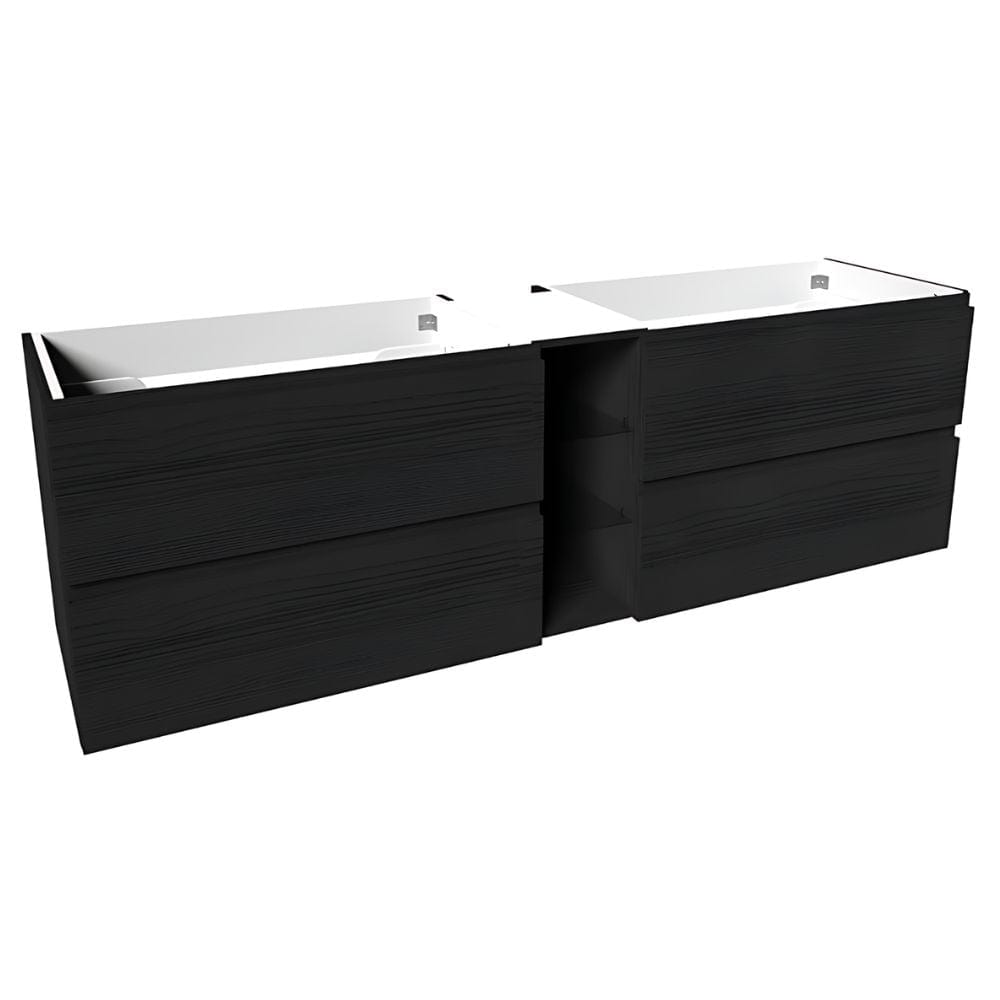 VikingBad MIE SLETT Servantskap åpen glasshylle Svart eik / 200cm dobbel VikingBad Servantskap VB-114580