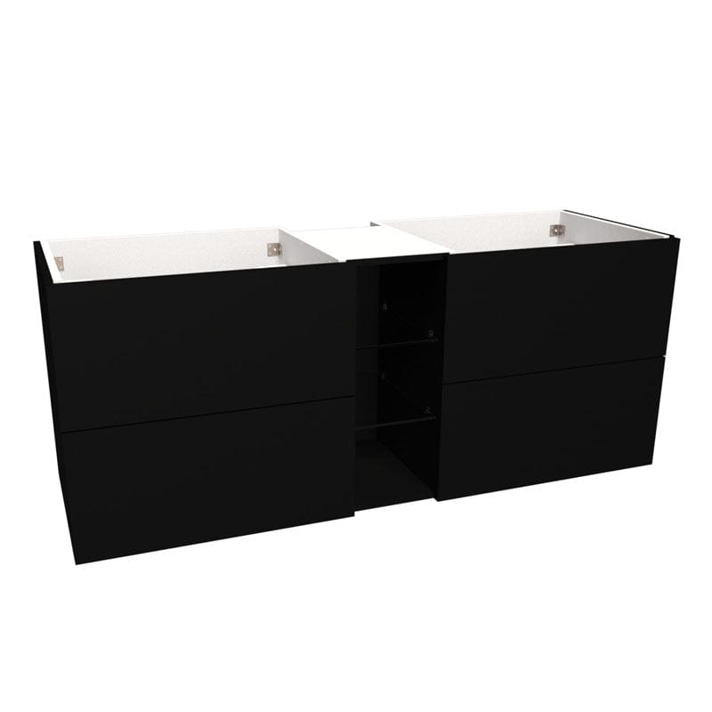 VikingBad MIE SLETT Servantskap åpen glasshylle Svart matt / 140cm dobbel VikingBad Servantskap VB-115670