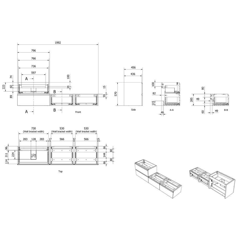 VikingBad MIE SMART Fingergrep Servantskap Skandinavisk eik / 200cm VikingBad Servantskap VB-118913