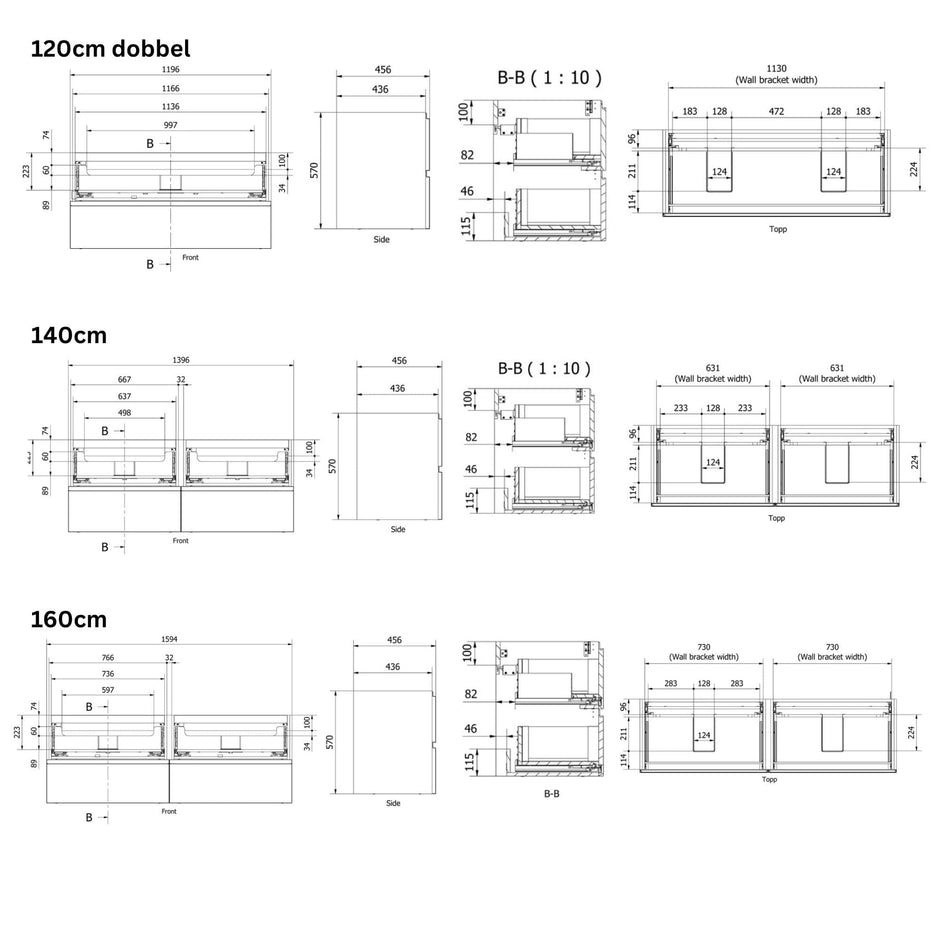 VikingBad MIE STAV Servantskap B60-200cm VikingBad Servantskap