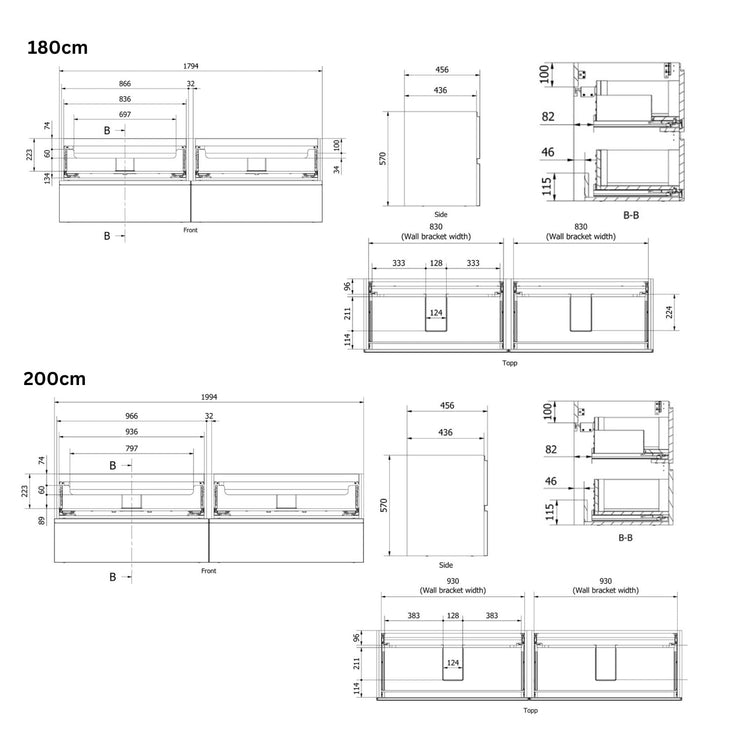 VikingBad MIE STAV Servantskap B60-200cm