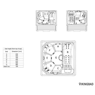 VikingBad Morild Utendørs Spa Sterling Silver/Grå - FRP lokk og bluetooth stereo