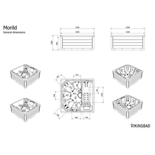 VikingBad Morild Utendørs Spa Sterling Silver/Grå - FRP lokk og bluetooth stereo
