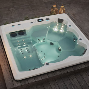 Vikingbad Morild Utendørs Spa Sterling Silver/Grå - FRP lokk og bluetooth stereo