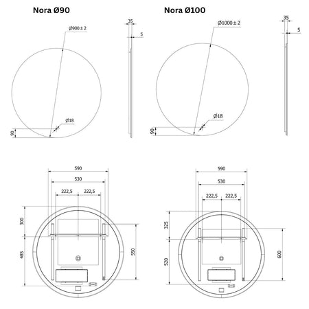 VikingBad Nora Speil med LED Lys