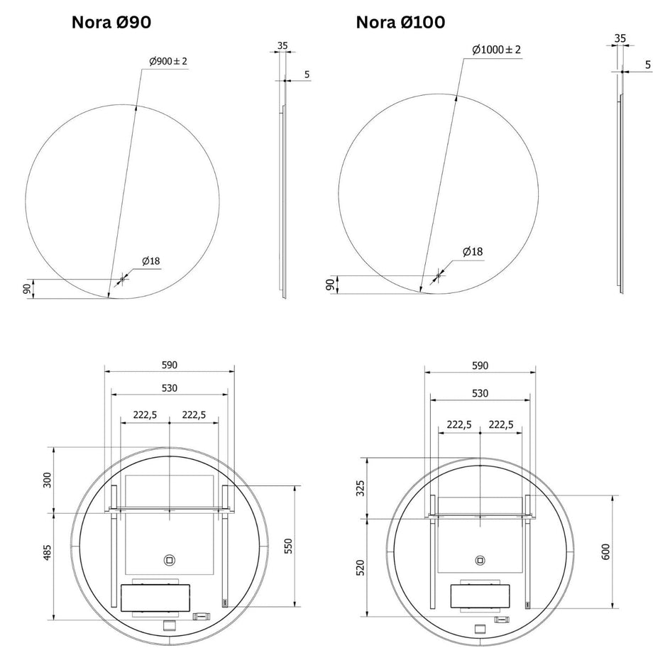 VikingBad Nora Speil med LED Lys VikingBad Baderomsspeil