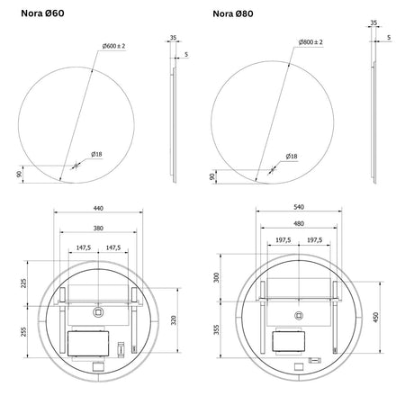 VikingBad Nora Speil med LED Lys